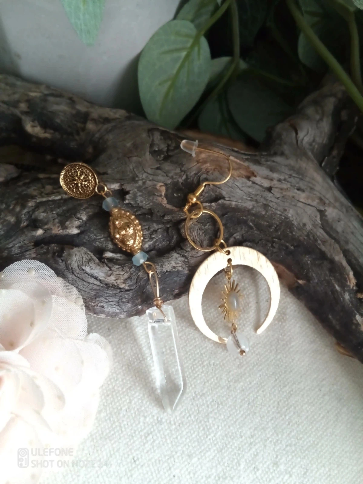 Asymmetric Bohemian Quartz Crystal Labradorite Earrings – photo 2
